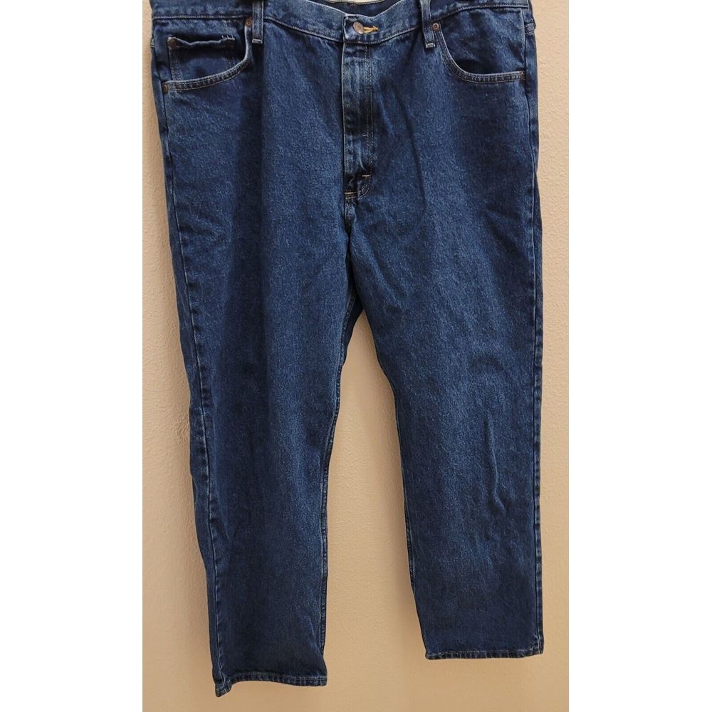 Wrangler Size 40x30 Mens Dark Wash Blue Straight Denim Jeans. 100% Cotton